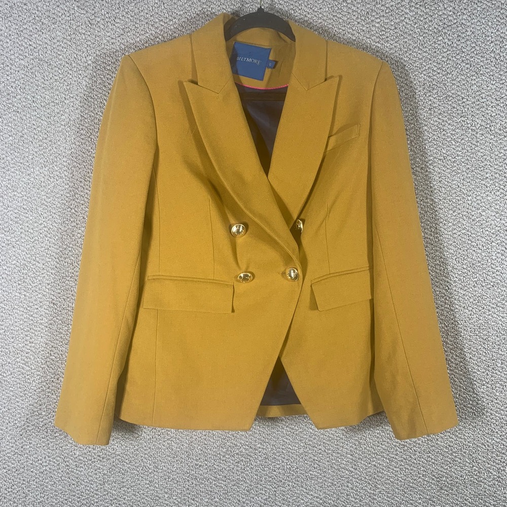 Biltmore Blazer Jacket‎ Womens 10 Brown Wool Blend Peak Lapel Double Breasted